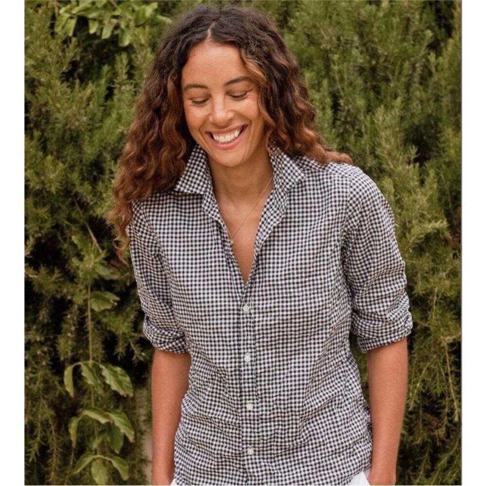 Frank & Eileen Womens Barry Cotton Button-Up Black Gingham shirt - Picture 3 of 8